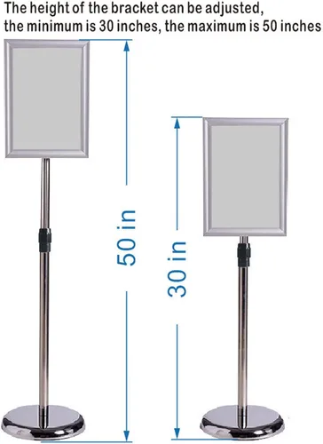 Miniatura 2 de 2 juegos de soporte de acero inoxidable resistente, altura ajustable de 8.5 x 11 pulgadas, vertical, horizontal, de aluminio, marco abierto, soporte