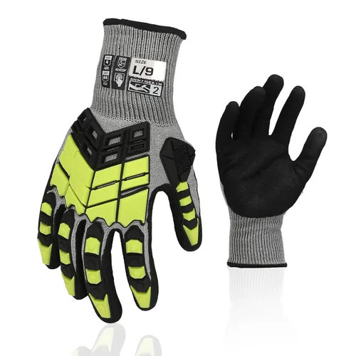 Guantes de trabajo de seguridad, guantes de impacto para hombres y mujeres, resistentes a los cortes, antideslizantes, resistentes con agarre de