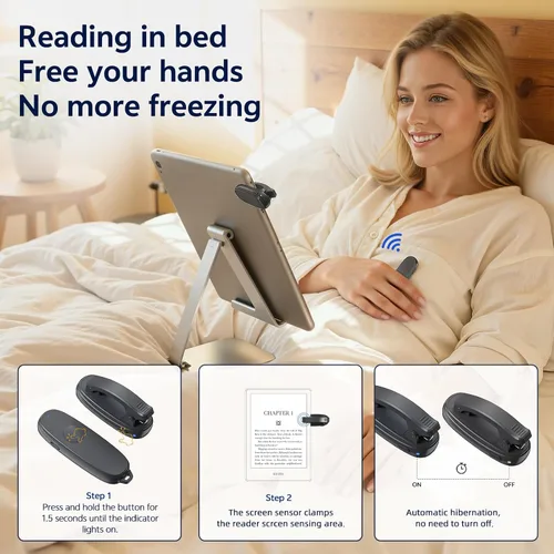 Miniatura 2 de Girador de páginas remoto Kindle, clic automático de página con clip para Kindle y tabletas, control de página de avance con un botón, control