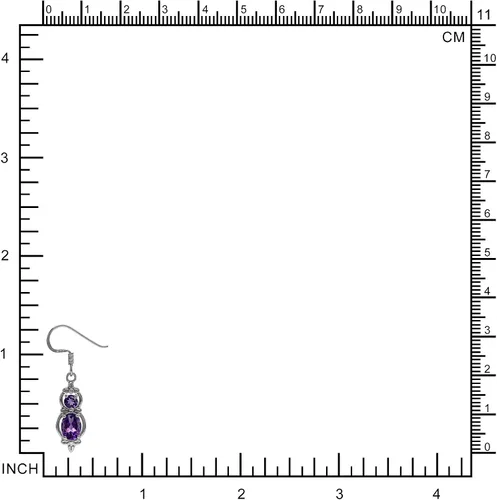 Miniatura 2 de Silvershake Pendientes de gancho colgantes de plata de ley 925 con amatista africana genuina de 1,4 quilates, Cadena de plata 925, amatista