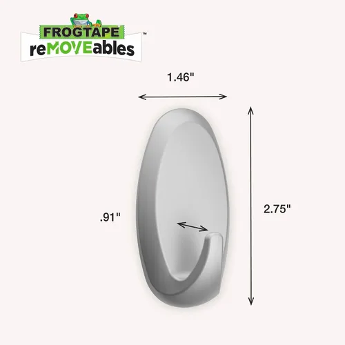 Miniatura 3 de Ganchos adhesivos de pared resistentes FrogTape reMOVEables, sin daños, fáciles de quitar y reutilizar, incluye 2 ganchos y 4 tiras para colgar