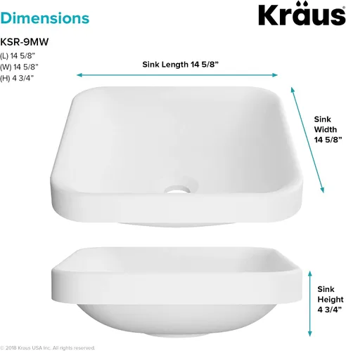 Miniatura 5 de Kraus KSR-9MW Natura - Lavabo para baño, color blanco mate