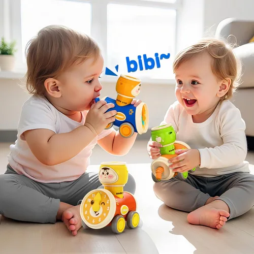 Miniatura 4 de iPlay, iLearn Press to Go - Juego de juguetes de coche para niños pequeños de 1 a 3 años, coches de carreras de fricción para bebés, juego