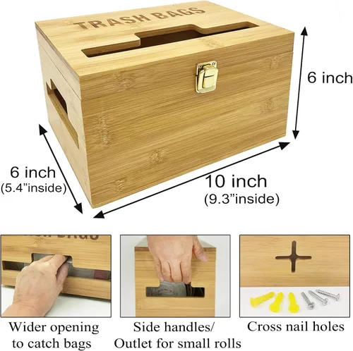 Miniatura 3 de Dispensador de bolsas de basura con asas, soporte para bolsas de basura para rollos estándar de 13/30 galones de menos de 80 bolsas, organizador