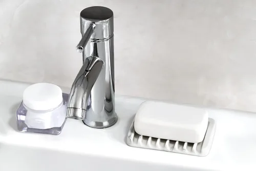 Miniatura 2 de Jabonera de cerámica para fregadero, jabonera autodrenante para barra de ducha, soporte para jabón de baño, soporte para recipiente de jabón