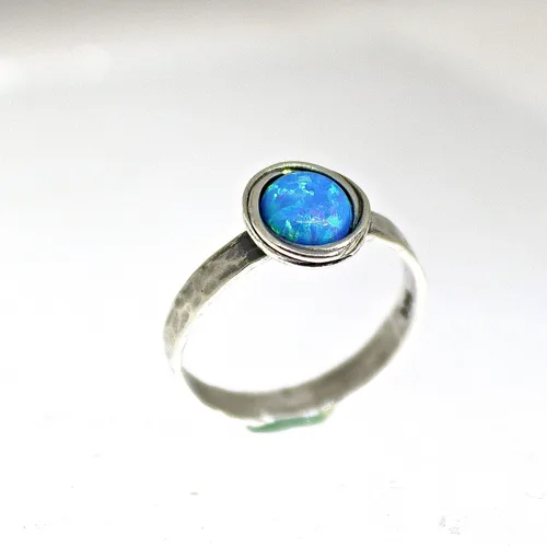 Miniatura 37 de Anillo de plata de ley con piedras preciosas para mujer, anillo apilable de piedra martillada, anillo de piedra natal
