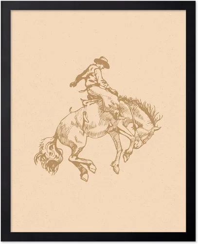 Miniatura 102 de Poster Master Póster de Rodeo marrón – Estampado retro de vaquero sobre caballo – Arte de vaquero – Arte occidental – Arte del salvaje oeste