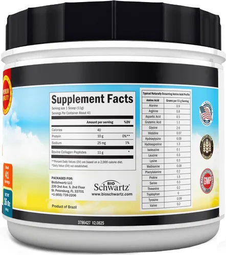 Miniatura 6 de BioSchwartz Polvo de péptidos de colágeno para mujeres y hombres – Polvo de colágeno hidrolizado alimentado con pasto – Tipos I y III con 0.35 oz