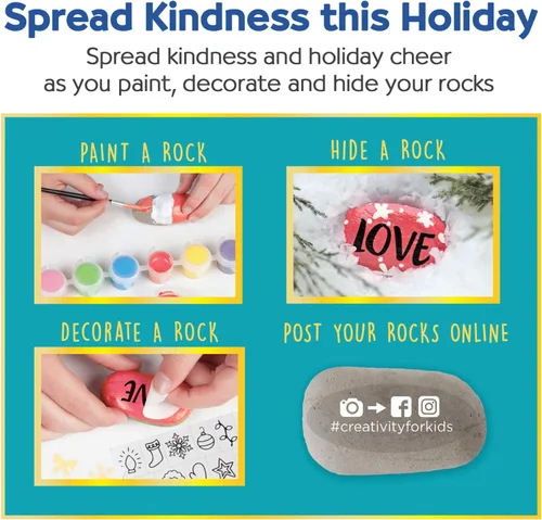 Miniatura 6 de Creativity for Kids Kit de pintura de rocas para escondidas navideñas Pintura, decora y oculta 10 rocas festivas Kit de manualidades navideñas