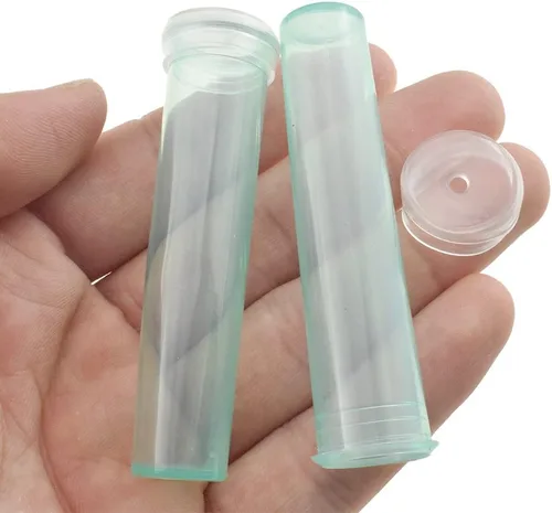 Miniatura 13 de HAHIYO 60 tubos florales de plástico transparente de 1.6 x 0.7 pulgadas, viales de flores con tapas de silicona para plantas, arreglos de flores