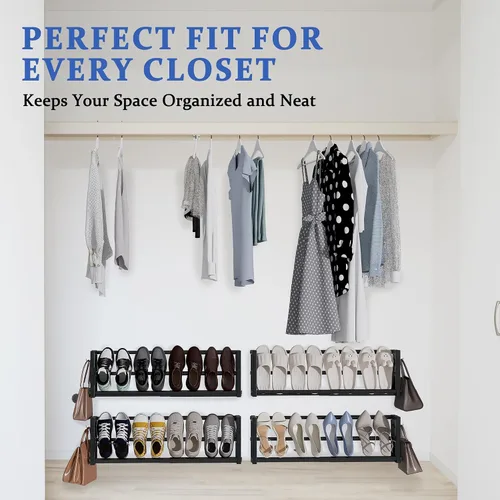 Miniatura 4 de Paquete de 2 zapateros estrechos de pared para espacios pequeños, zapatero colgante con capacidad para 8 pares, almacenamiento de zapatos de pared