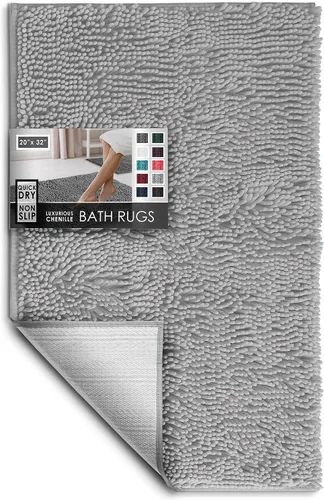 Miniatura 96 de Hearth & Harbor Alfombras de baño, tapete de baño de chenilla - Alfombras de baño lavables a máquina para baño con respaldo antideslizante de goma