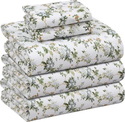 Miniatura 116 de RUVANTI Juego de sábanas divididas tamaño King de 100 % algodón para cama ajustable, 5 piezas, ropa de cama de tejido de percal suave y Guisante