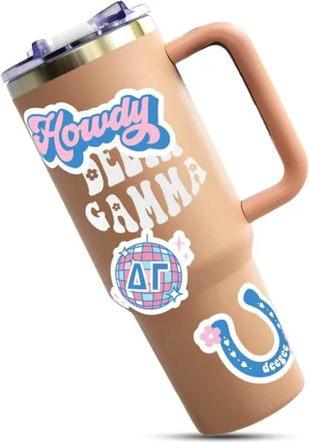 Miniatura 3 de Delta Gamma - Hoja de calcomanías de vinilo de diseño occidental con diseños oficiales, adhesivo extraíble, 10 calcomanías por hoja, por Sorority