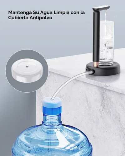 Miniatura 6 de Dispensador de agua de escritorio para botella de 5 galones, dispensador de jarra de agua SPOVEN de 5 galones con diseño de altura ajustable, bomba