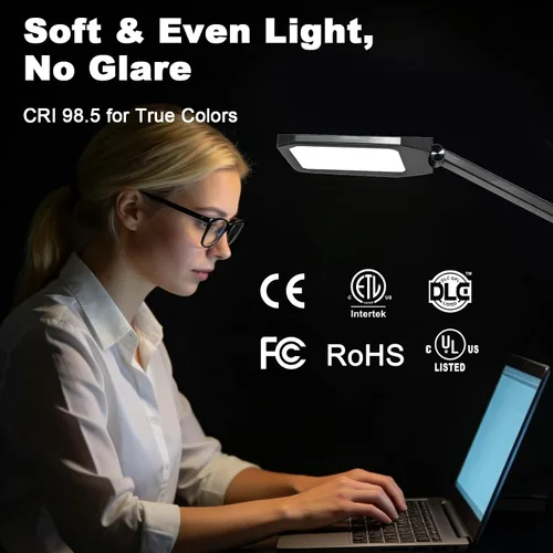 Miniatura 5 de NS Lámpara de escritorio LED profesional con control remoto, luz regulable CRI95+ para cuidado de los ojos, temperatura de color ajustable de 3000K