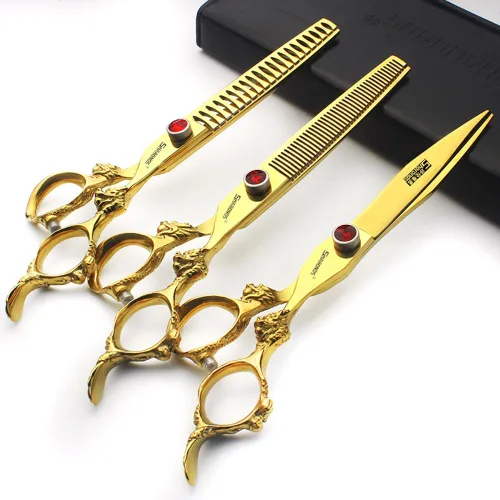 Miniatura 9 de Tijeras profesionales de peluquería de 7, 7.5, 8, 9 pulgadas, para peluquería, peluquería, peluquería, corte de pelo, tijeras de dragón (grande).