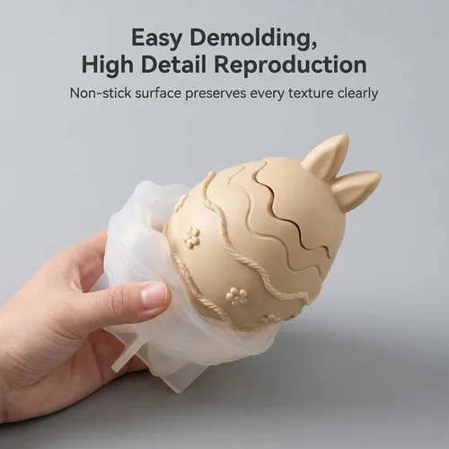 Miniatura 6 de Molde de silicona para tarro de vela de huevo de conejo de Pascua, molde de resina de huevo de conejo 3D para velas, taza de almacenamiento