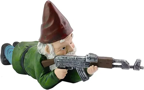 Miniatura 11 de nezababy Gnomos militares de jardín con pistolas, divertidos gnomos del ejército, estatuas para exteriores, escritorio travieso, decoración de patio