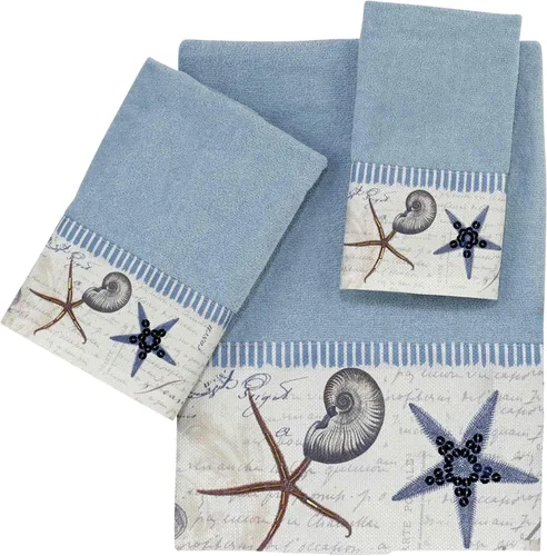 Miniatura 6 de Avanti Linens - Toalla de baño, toalla de algodón suave y absorbente (colección Antigua) 50.00 x 27.00 pulgadas Niebla Azul