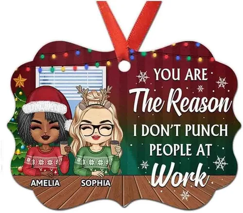Miniatura 11 de Adorno personalizado con texto en inglés «Best Friend are Hard to Find Because The Very Best is Already Mine», adorno de Navidad personalizado 2023