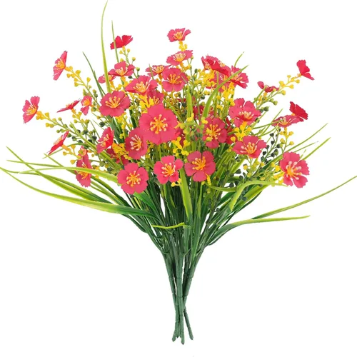 Miniatura 18 de MACTING Flores artificiales para exteriores, 6 paquetes de flores falsas resistentes a los rayos UV que no se decoloran, plantas de imitación