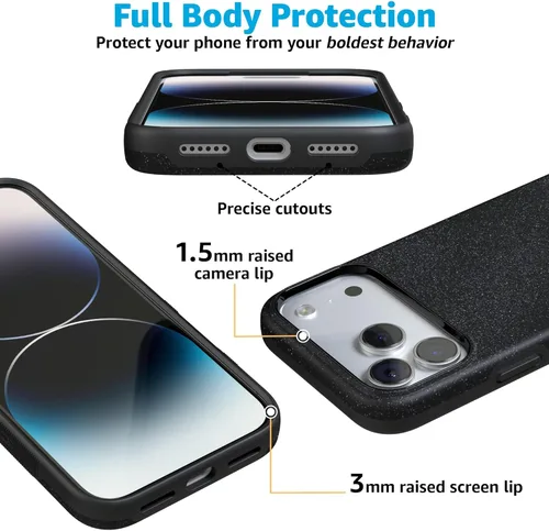 Miniatura 8 de Casely Funda para iPhone 17 Pro Max Ónix de medianoche Negro brillante Compatible con MagSafe Diseño protector audaz Ónix de medianoche