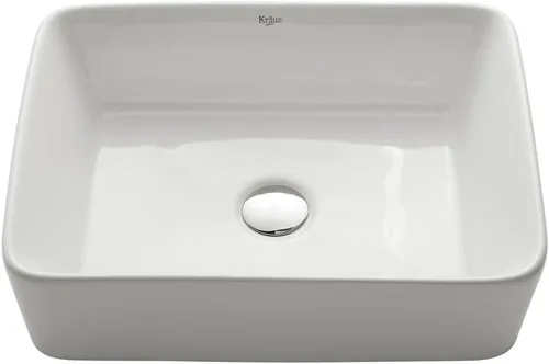 Miniatura 14 de KRAUS Elavo C-KCV-121-1200MB - Lavabo de baño de cerámica rectangular de porcelana blanca moderna de 19 pulgadas y grifo Arlo negro mate con drenaje