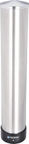 San Jamar - Dispensador de vasos tipo tirador, 12-24 onzas, tazas para restaurantes, hogar y oficina, plástico, 23.5 pulgadas, color plateado