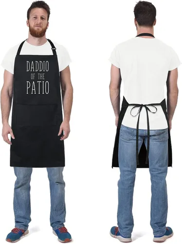 Miniatura 4 de Xornis Delantal de Algodón 100% Divertido con 2 Bolsillos para Hombres y Mujeres, BBQ, Asado, Babero Ajustable, Delantales Negros, Regalos, Cocina