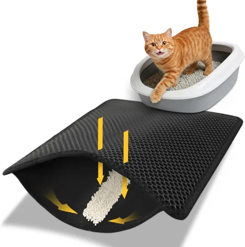 Conlun Alfombra para atrapar arena para gatos para espacios pequeños, alfombra de 23.6"x14.6" para caja de arena que ahorra espacio, rejillas