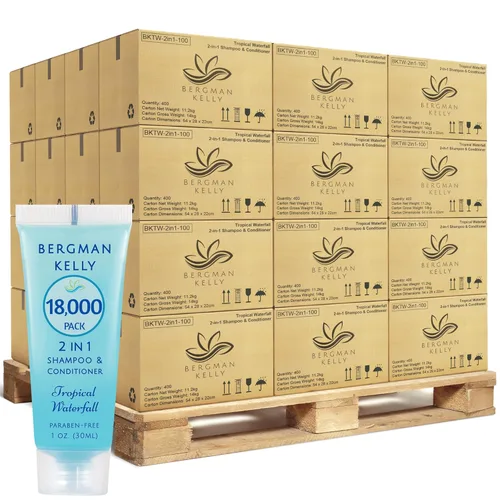 Miniatura 10 de Bergman Kelly - Champú y acondicionador 2 en 1 tamaño viaje - 1 fl oz, 100 PK, cascada tropical - Deleite a sus invitados con amenidades de champú