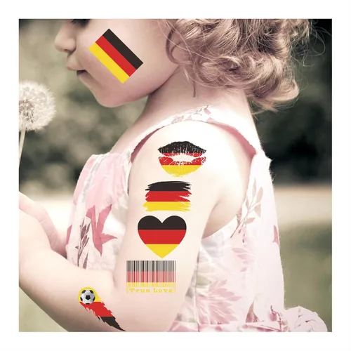 Miniatura 4 de 40 piezas de tatuajes temporales individuales de la bandera de Alemania para niños, fanáticos de la cara, calcomanías para adultos, accesorios