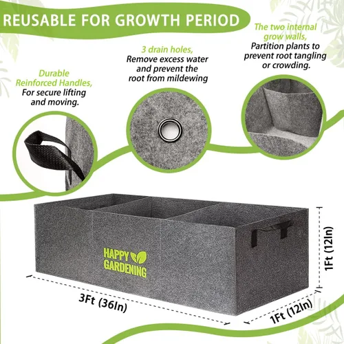 Miniatura 4 de Bolsas de cultivo de tela, paquete de 2 camas de jardín elevadas con asa para jardinería de hierbas vegetales, macetas de tela para interiores