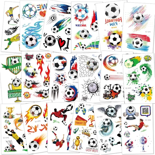 Konsait Tatuajes de fútbol Tatuajes de pelota de fútbol, tatuajes de transferencia temporal, bolsa de fiesta de cumpleaños y rellenos de calcetines,