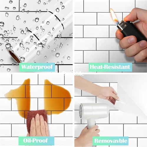 Miniatura 5 de ReWallpaper Papel tapiz de cocina para despegar y pegar, papel tapiz para pared de cocina, baño, impermeable, azulejos de metro, papel de contacto