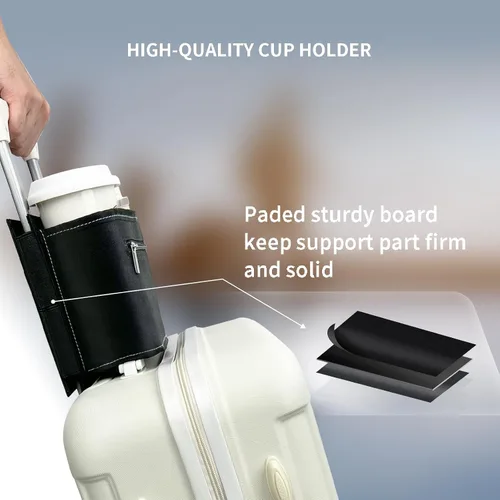 Miniatura 5 de Portavasos para equipaje de viaje, soporte para taza de equipaje, maleta de mano gratis, para bebidas, café, botellas, aperitivos (Jet)