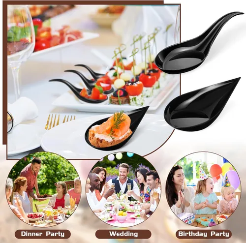 Miniatura 6 de Tessco - 400 mini cucharas de plástico para aperitivos de 4 pulgadas, platos desechables de degustación, cucharas de sopa asiática para salsas