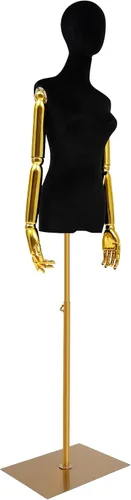 Miniatura 25 de Vestido de maniquí femenino con forma de torso, 59 a 79 pulgadas de altura ajustable, cuerpo de maniquí con soporte de metal y base rectangular