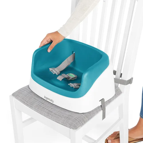 Miniatura 6 de Asiento elevador SmartClean Toddler Booster de Ingenuity para mesa de comedor con correas de arnés de 3 puntos, azul pavo real