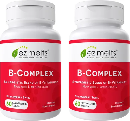 Miniatura 10 de EZ Melts Complejo B disoluble – Complejo de vitamina B – Proporciona metabolismo energético y apoyo a la salud del corazón – con B12 metilado