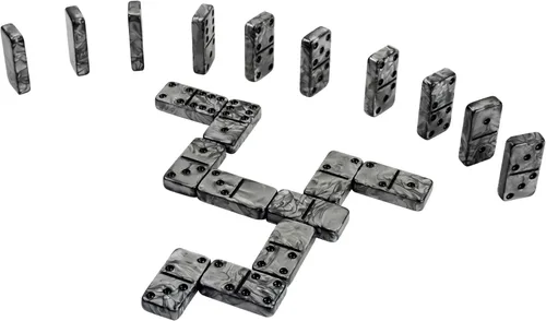 Miniatura 6 de Juego de dominó para adultos - Juego de dominó jumbo doble 6 - 28 fichas gruesas de mármol negro y gris - Juego de dominó para adultos y niños
