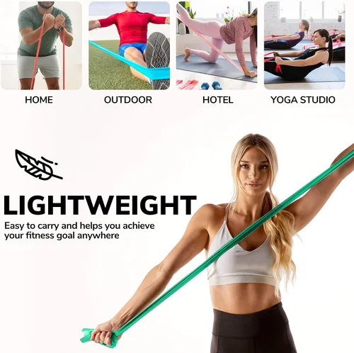 Miniatura 4 de Resistance Bands for Working Out 7Ft Long Resistance Bands Super Exercise Bands with Carry Pouch and Door Anchor I Latex Free Workout Bands Verde