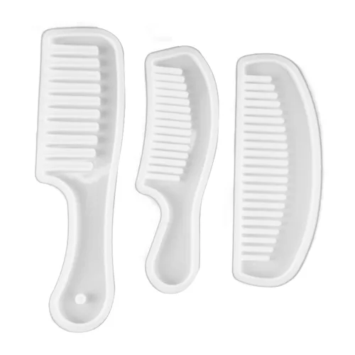 Peine de resina de fundición de resina translúcida de dientes anchos para el cabello, juego de 3 piezas para hacer joyas de bricolaje