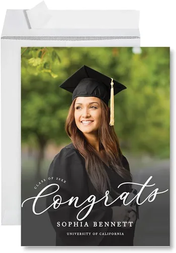 Miniatura 12 de Andaz Press Tarjeta fotográfica de graduación jumbo personalizada de 8.5 x 11 pulgadas con sobre, tarjeta de felicitación personalizada de clase