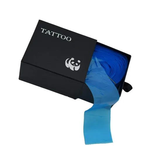 100 fundas de cordón de clip, caja de plástico azul tatuaje, fundas desechables de clip de higiene para tatuaje, bolsas para máquina de tatuaje,