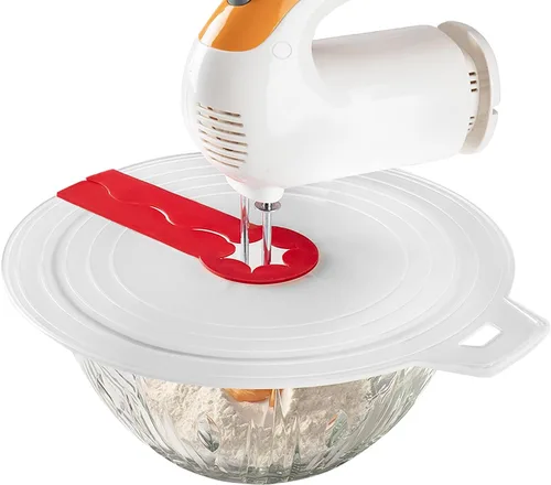 Protector de salpicaduras de silicona para batidora de mano de 12 pulgadas, compatible con la mayoría de tamaños y tipos de tazones de mezcla,