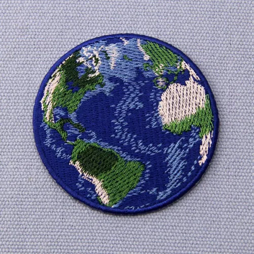 Miniatura 3 de Parche bordado con diseño de planeta Tierra azul para coser