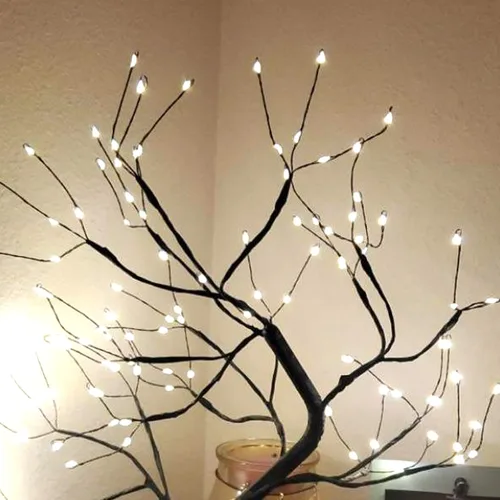 Miniatura 4 de 108 luces LED para árbol de mesa, 20 pulgadas, lámpara artificial de árbol bonsái parpadeante con 8 modos de iluminación y temporizador, decoración