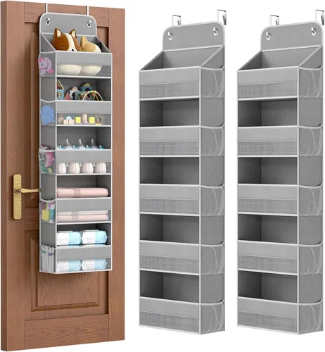 LAMU Organizador de 5 niveles para colgar sobre la puerta, columpio, a prueba de armario, almacenamiento detrás de la puerta para ropa de bebé,